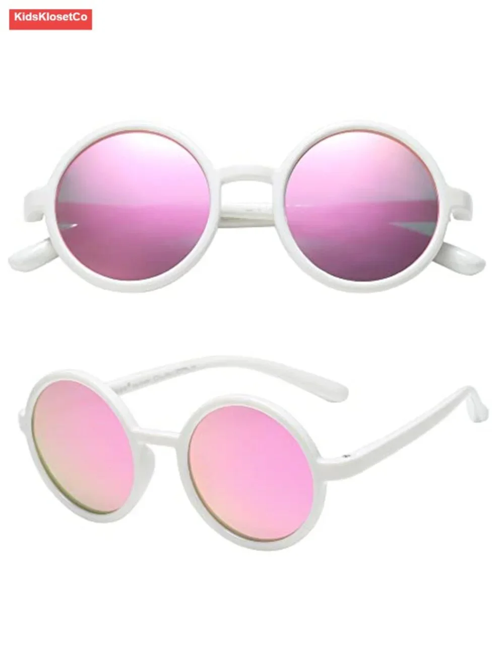 Retro Circle Kids Polarized Sunglasses - BPA Free with Elastic Strap